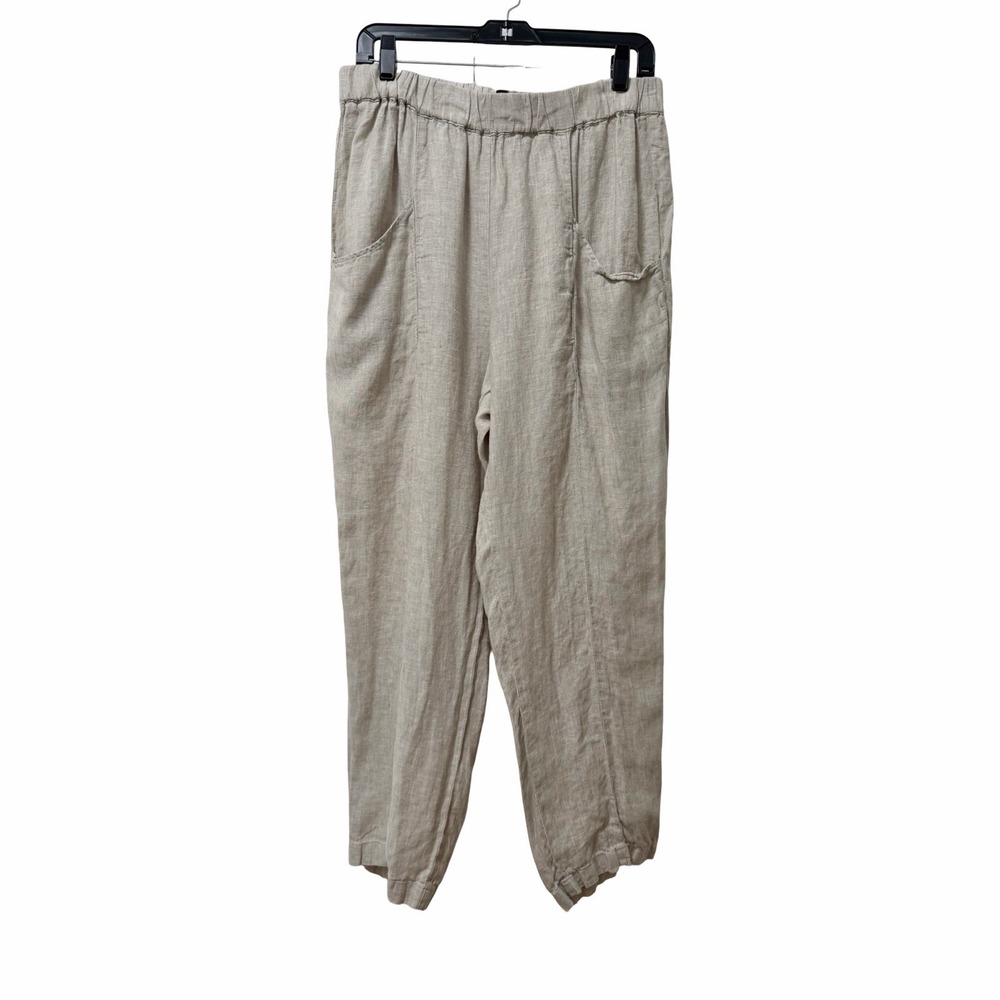 Quince Womens 100% European Linen Ankle Pants Size L Flax Neutral Coastal Resort
